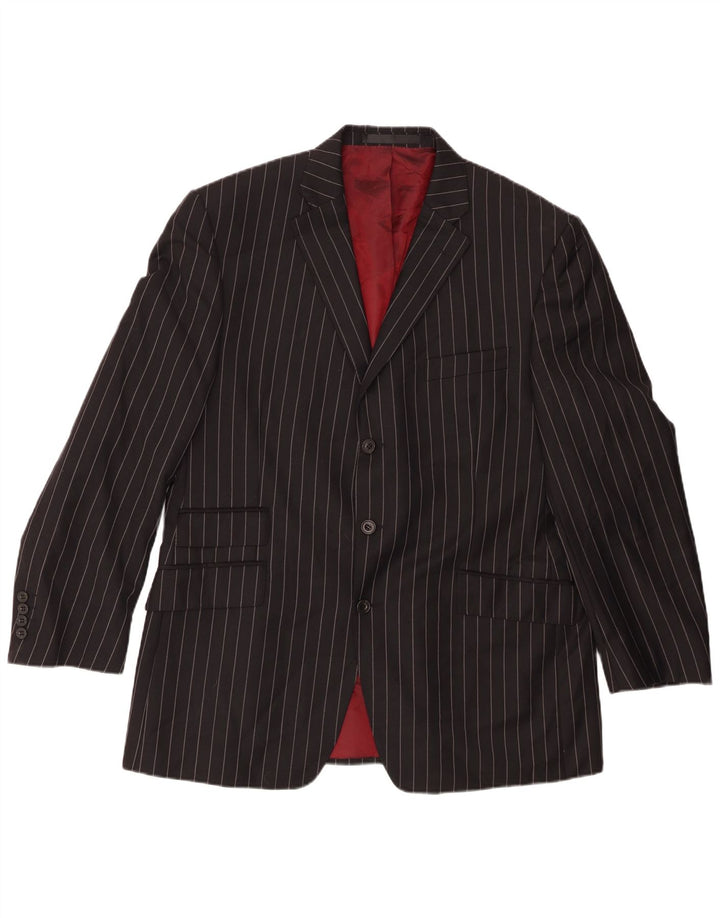 Marks & Spencer Herren-Blazer mit 3 Knöpfen, Gr. 42, Größe L, Schwarz, Nadelstreifen