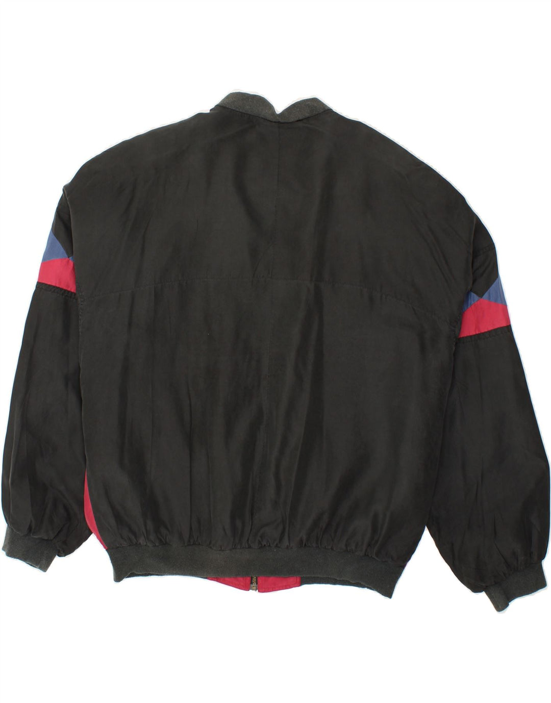 VINTAGE Herren Loose Fit Bomberjacke UK 38 Mittelschwarze geometrische Seide