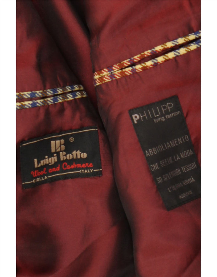 Luigi Botto Herren 2-Knopf-Blazerjacke UK 40 Große beige Hahnentrittwolle