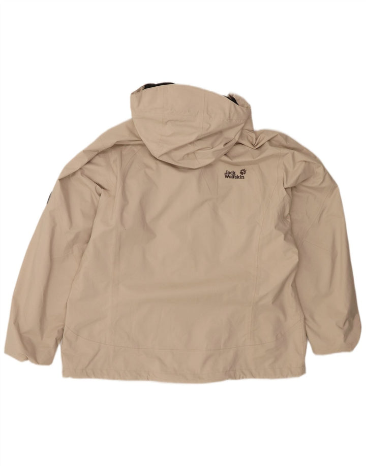 JACK WOLFSKIN Damen Regenjacke mit Kapuze UK 18/20 XL Beige Polyester