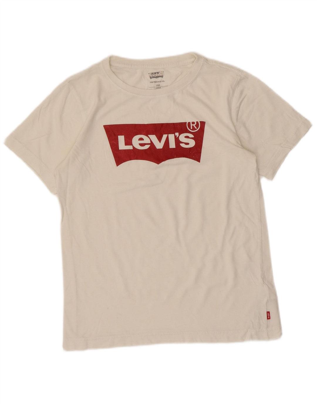 Levi's Jungen-T-Shirt mit Grafik, 13–14 Jahre, weiße Baumwolle