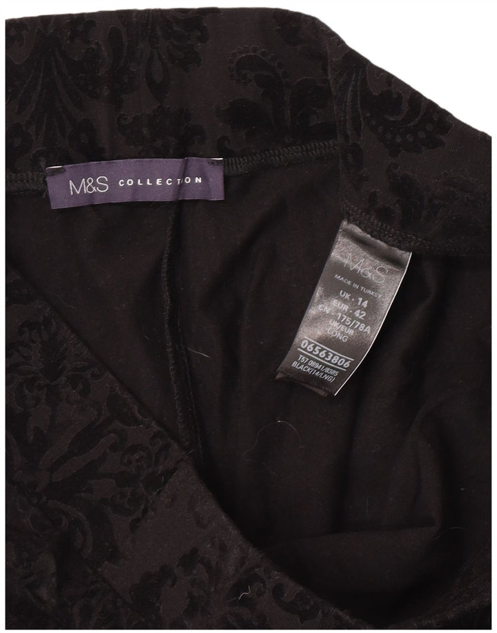 Marks & Spencer Damen Leggings UK 14 Mittelschwarze Paisley-Baumwolle