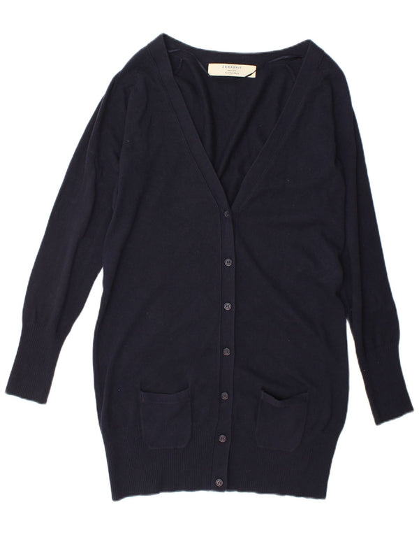 Zara Damen Longline-Cardigan-Pullover UK 14 Large Marineblau