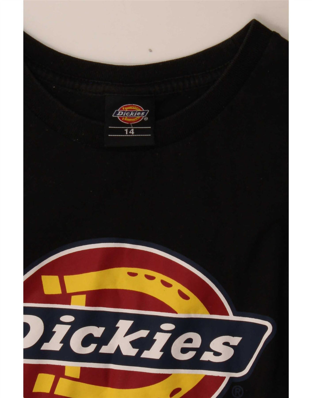 Dickies Damen Grafik-T-Shirt-Oberteil UK 14 Medium Schwarz