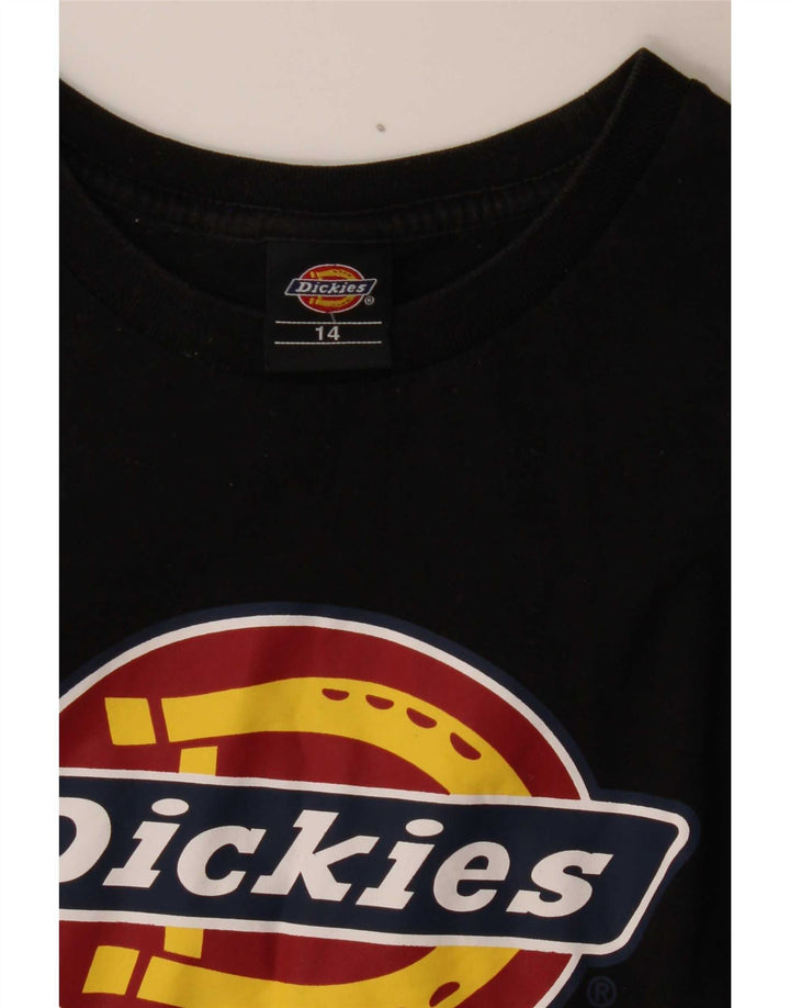 Dickies Damen Grafik-T-Shirt-Oberteil UK 14 Medium Schwarz