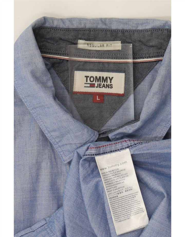 Tommy Hilfiger Herren-Hemd mit normaler Passform, große blaue Baumwolle