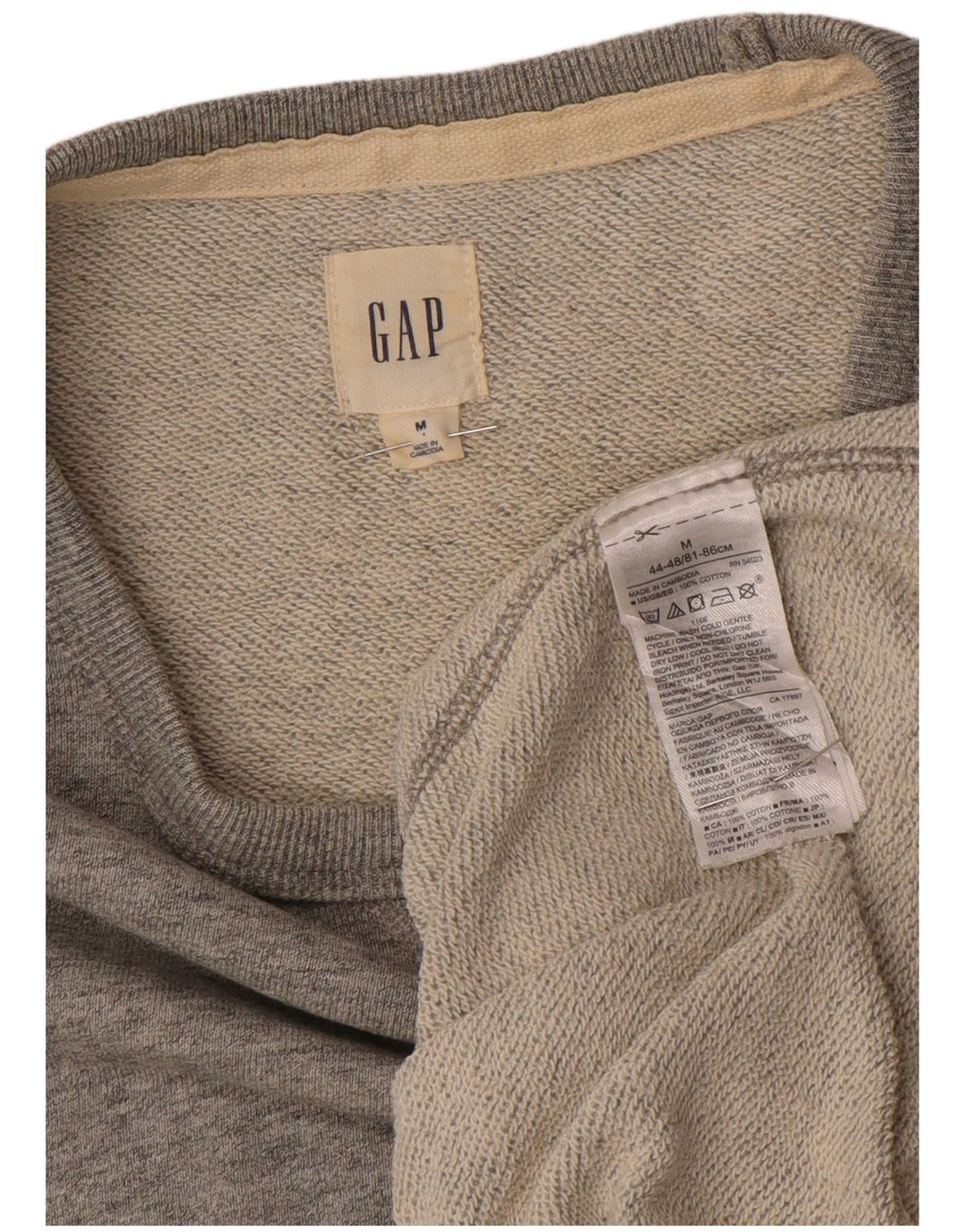 Gap Herren-Sweatshirt-Pullover aus mittelgrau gesprenkelter Baumwolle