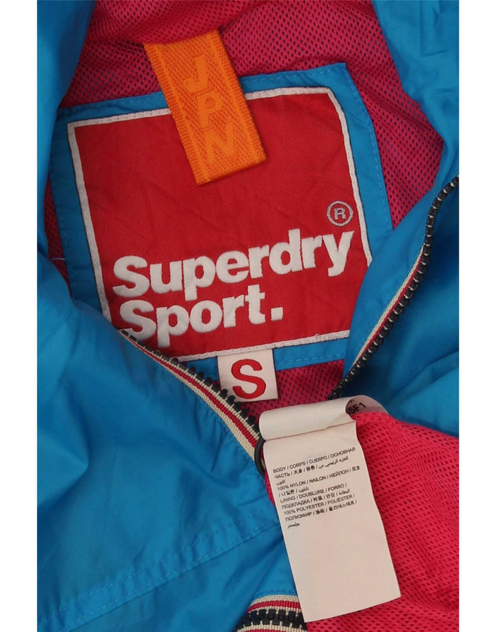 Superdry Damen-Regenjacke mit Kapuze, UK 10, Small, blaues Nylon
