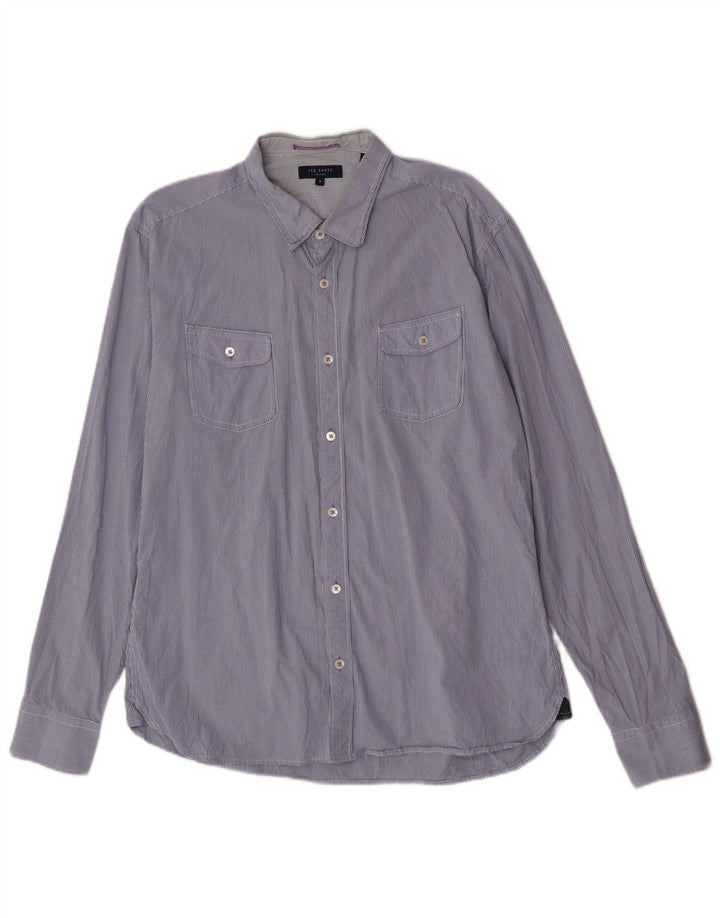 Ted Baker Herrenhemd Größe 6 2XL Marineblau kariert