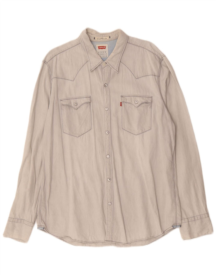 LEVI'S Herren Slim Fit Hemd XL Blau Baumwolle