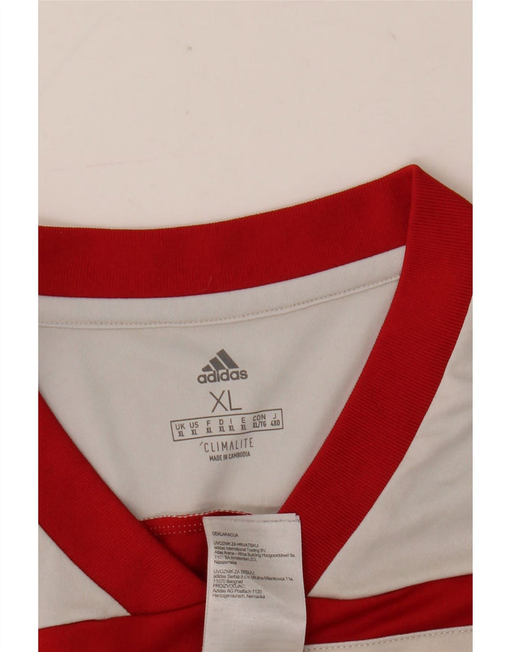 Adidas Herren Climalite T-Shirt Top XL Rot Colourblock Polyester