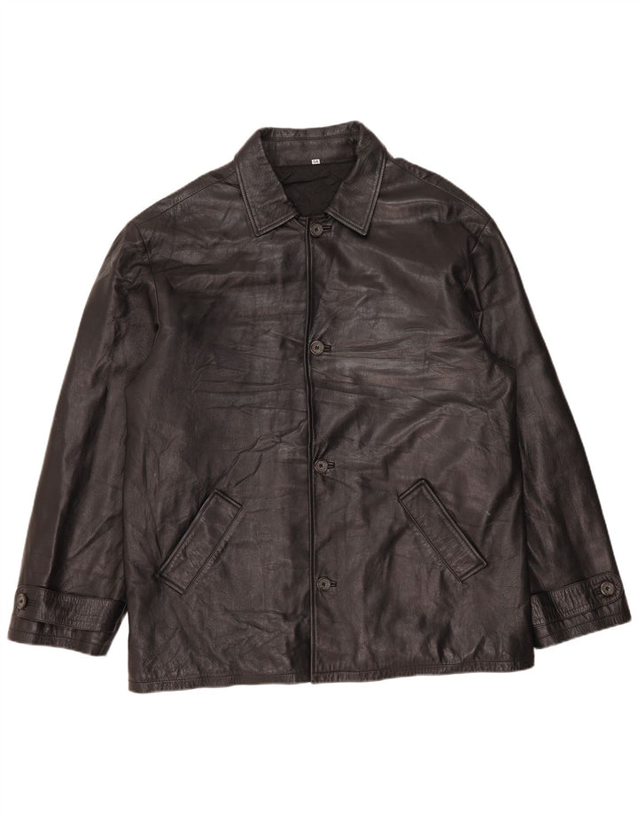 Vintage Herren Lederjacke IT 54 2XL Schwarzes Leder