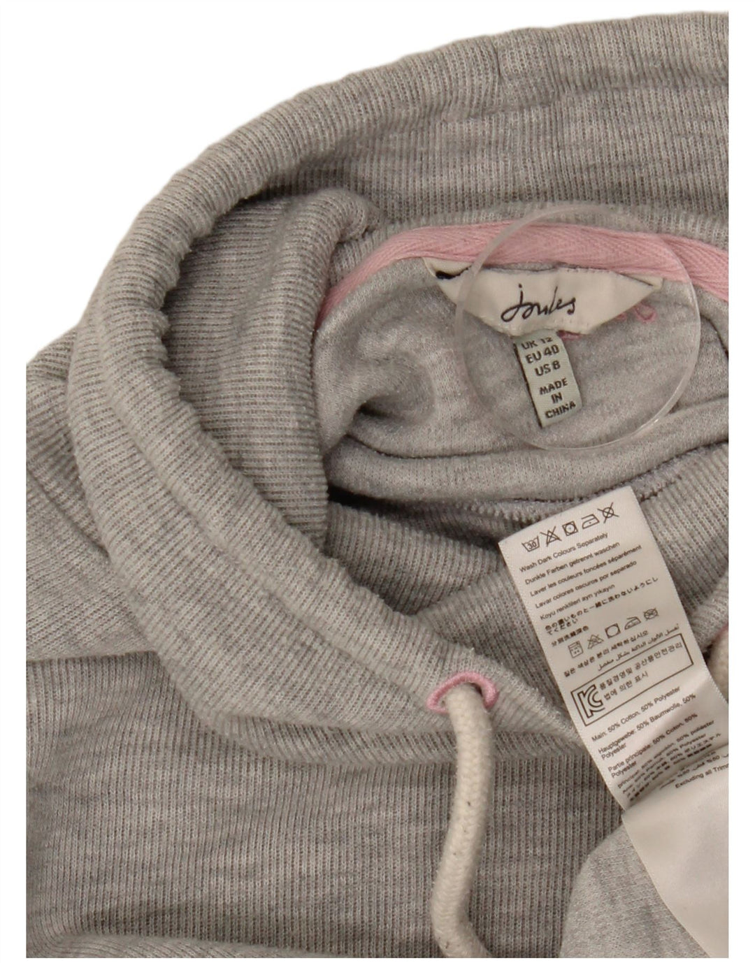 Joules Damen-Sweatshirt mit Rollkragen, UK 12, mittelgrau gefleckte Baumwolle