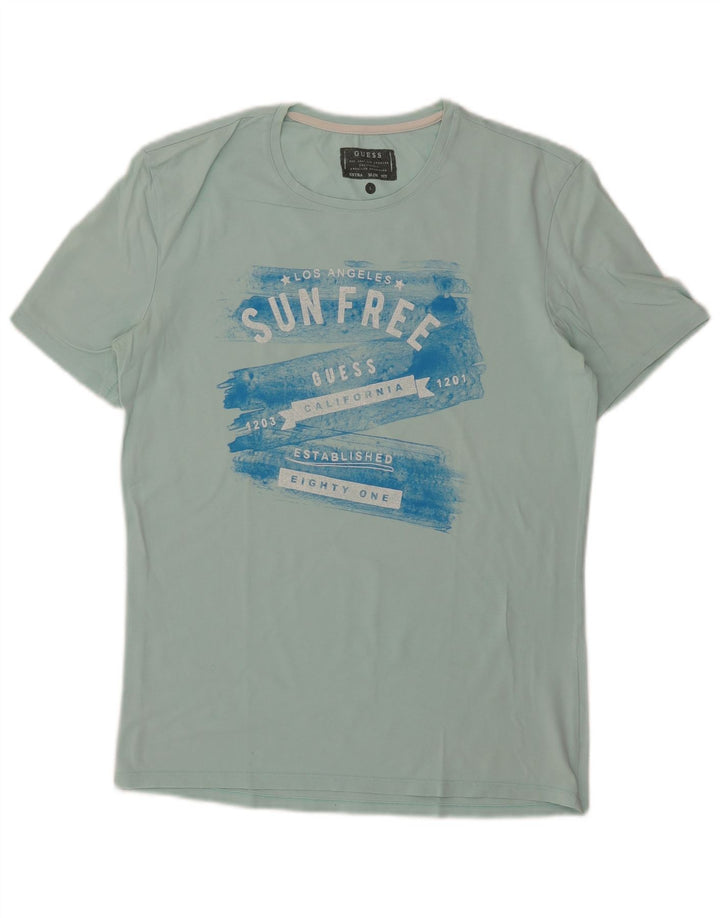 Guess Extra Slim Graphic T-Shirt-Oberteil für Herren, Größe L, Blau