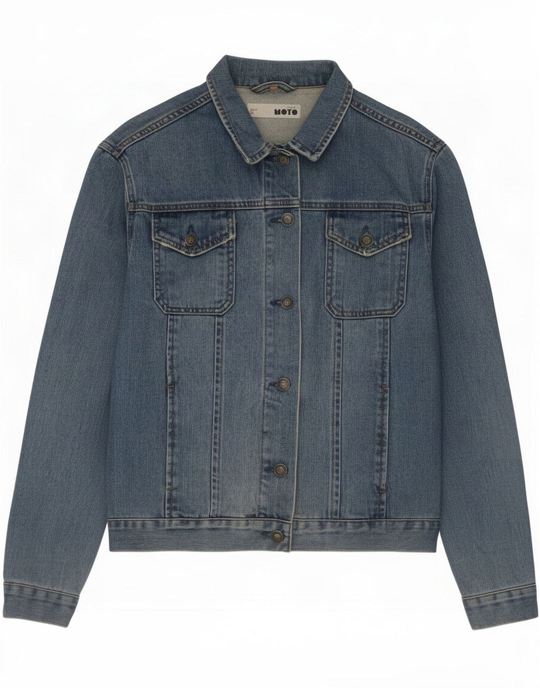 Moto Damen Jeansjacke UK 12 mittelblaue Baumwolle