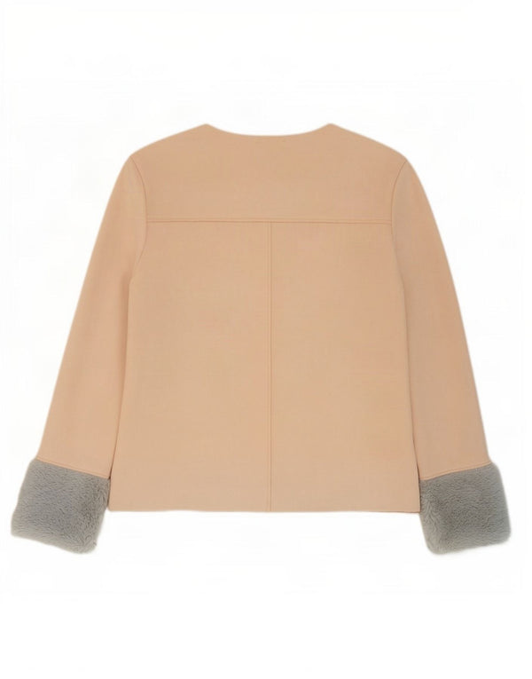 Zara Damen-Blusenoberteil UK 12 Medium Beige Colourblock