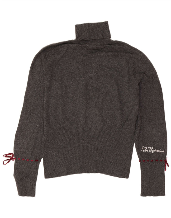 Grafischer Rollkragenpullover für Damen von Les Copains, Größe 46, groß, grau geblümt