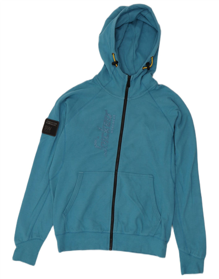 Snickers Herren-Kapuzenpullover mit grafischem Reißverschluss, mittelblaue Baumwolle