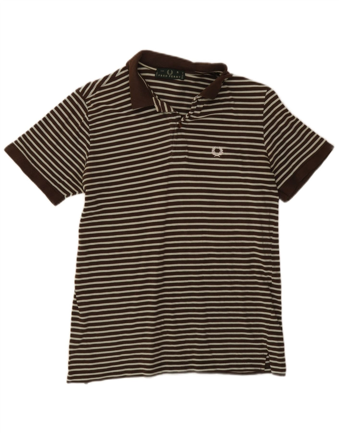 Fred Perry Herren-Poloshirt, klein, braun gestreift, Baumwolle