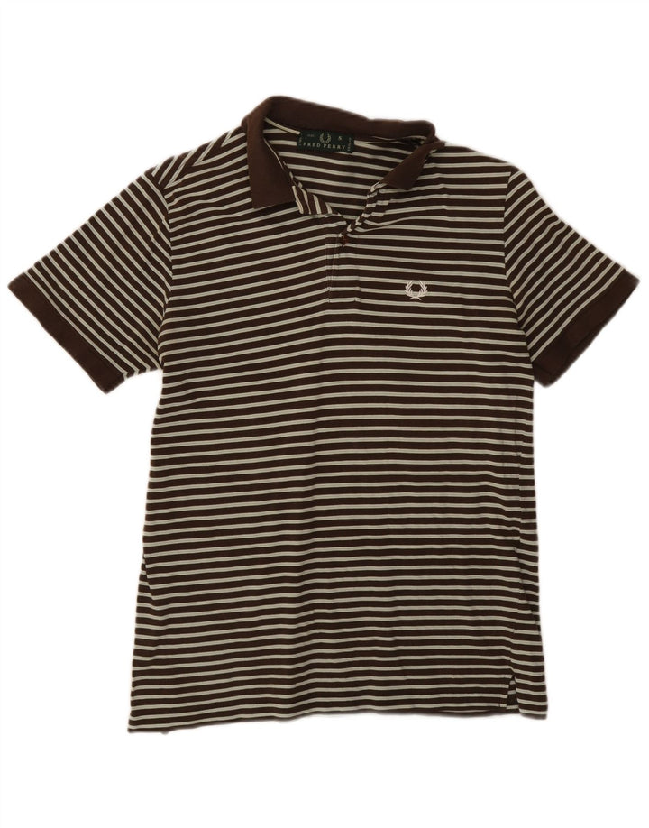 Fred Perry Herren-Poloshirt, klein, braun gestreift, Baumwolle