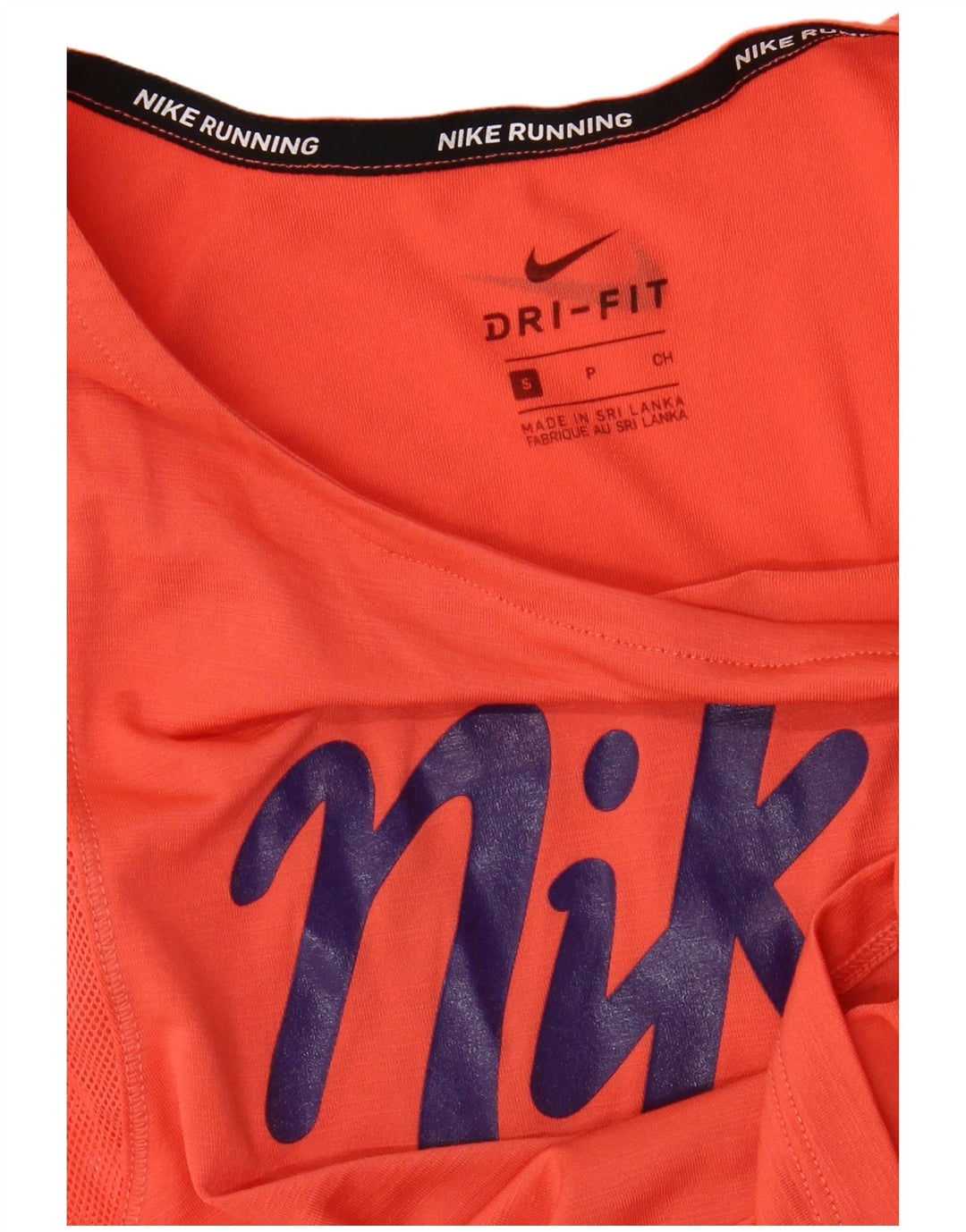 NIKE Damen Dri Fit Crop Graphic T-Shirt Top UK 10 Small Orange