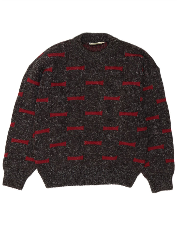 Ciao Herren-Pullover mit Rundhalsausschnitt, mittelgrau, geometrisch