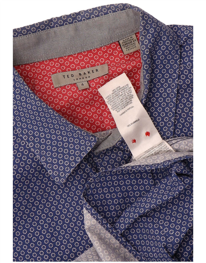 Ted Baker Herrenhemd, Größe 4, groß, blau gepunktete Baumwolle