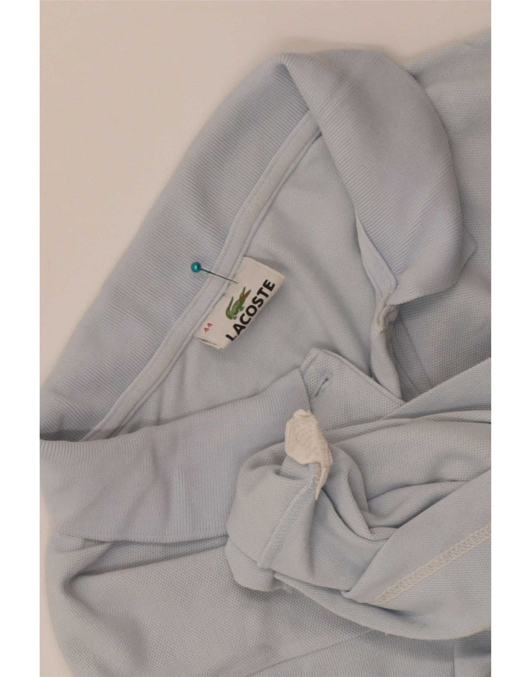 Lacoste Damen Crop Poloshirt Größe 44 Große blaue Baumwolle