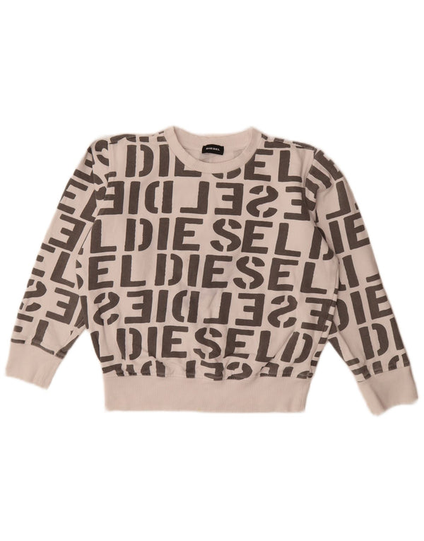 Diesel Crop Graphic Sweatshirt-Pullover für Mädchen, 11–12 Jahre, weiße Baumwolle