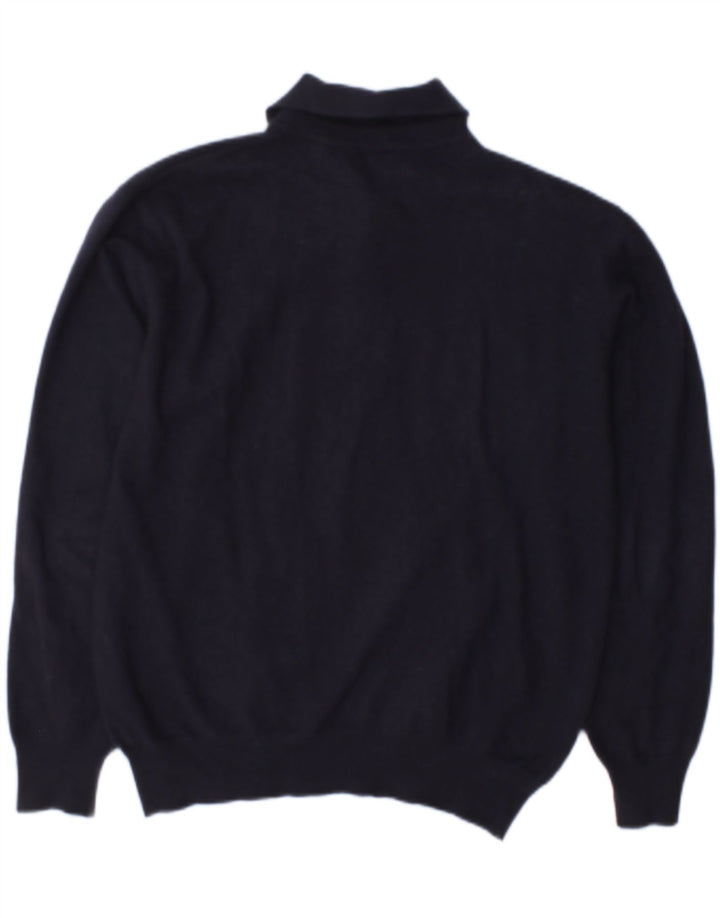 Trussardi Jeans Herren-Pullover mit Polokragen, mittelblaue Wolle aus Wolle