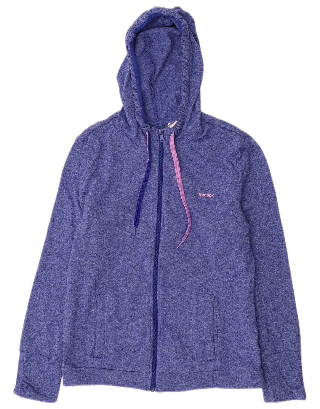 REEBOK Damen Zip Hoodie Pullover UK 16/18 Large Blau Polyester