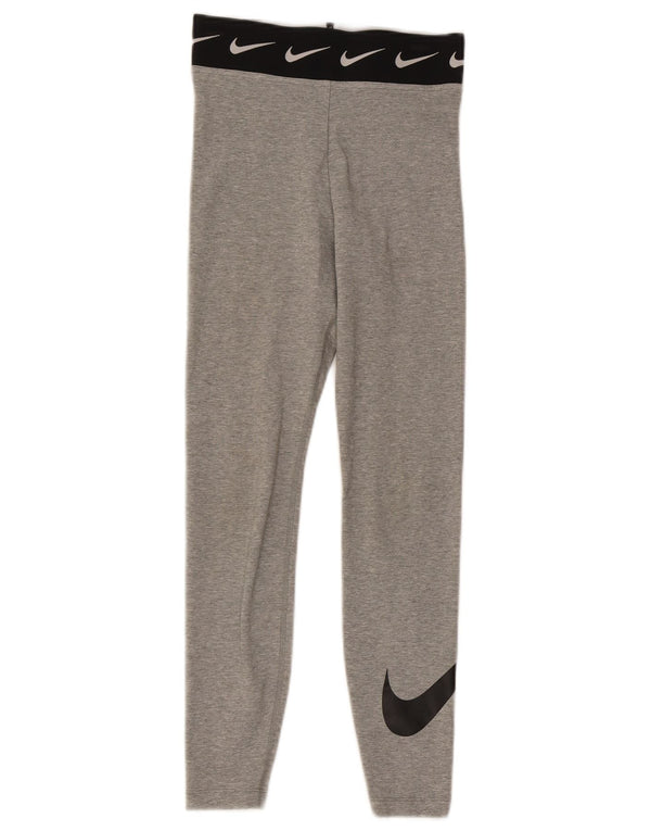 Nike Womens Graphic Leggings UK 4 XS Graue Colourblock-Baumwolle