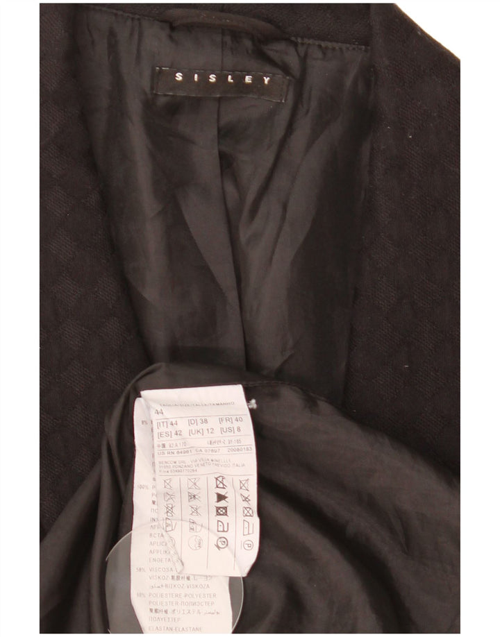 Sisley Damen Longline ärmellose Blazerjacke UK 12 Medium Schwarz