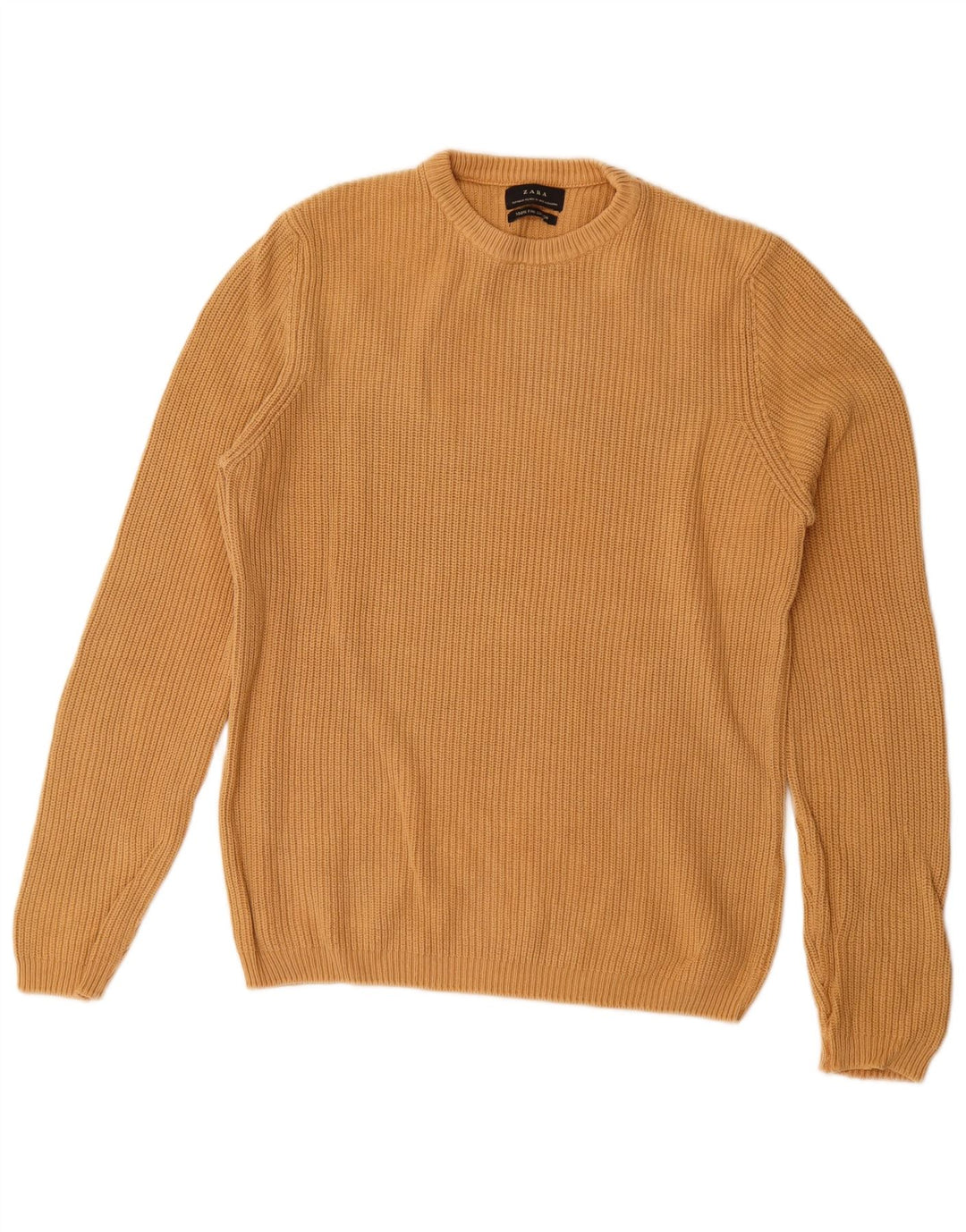 Zara Herren-Pullover mit Rundhalsausschnitt, mittelbeige Baumwolle