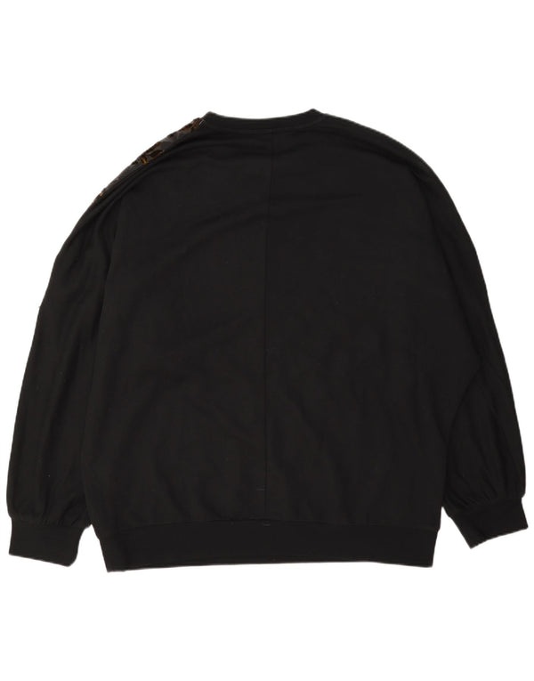 Zara Damen-Pullover, übergroß, Rundhalsausschnitt, Gr. 10, Größe S, Schwarz, Blumenmuster