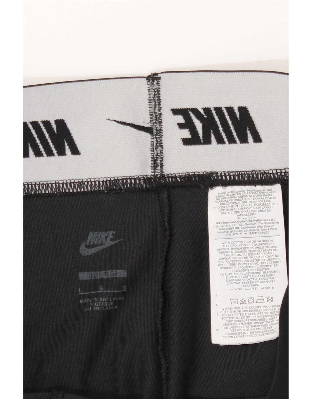 Nike Damen Graphic Leggings UK 16 Large Schwarz Baumwolle