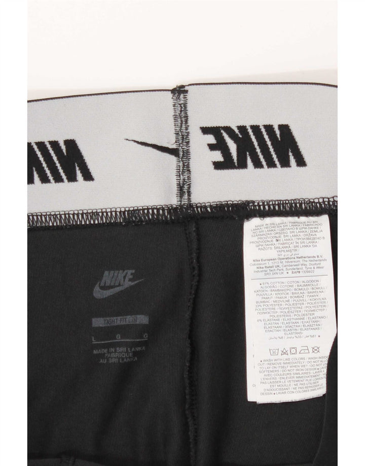Nike Damen Graphic Leggings UK 16 Large Schwarz Baumwolle