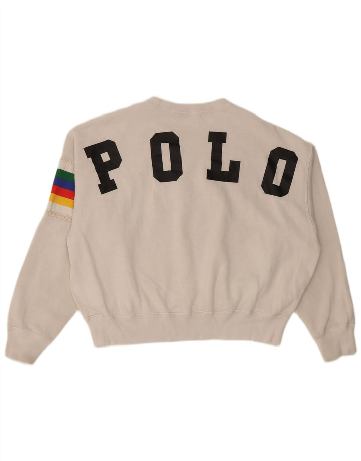 Polo Ralph Lauren Damen Grafik-Sweatshirt-Pullover UK 14 Mittelgrau