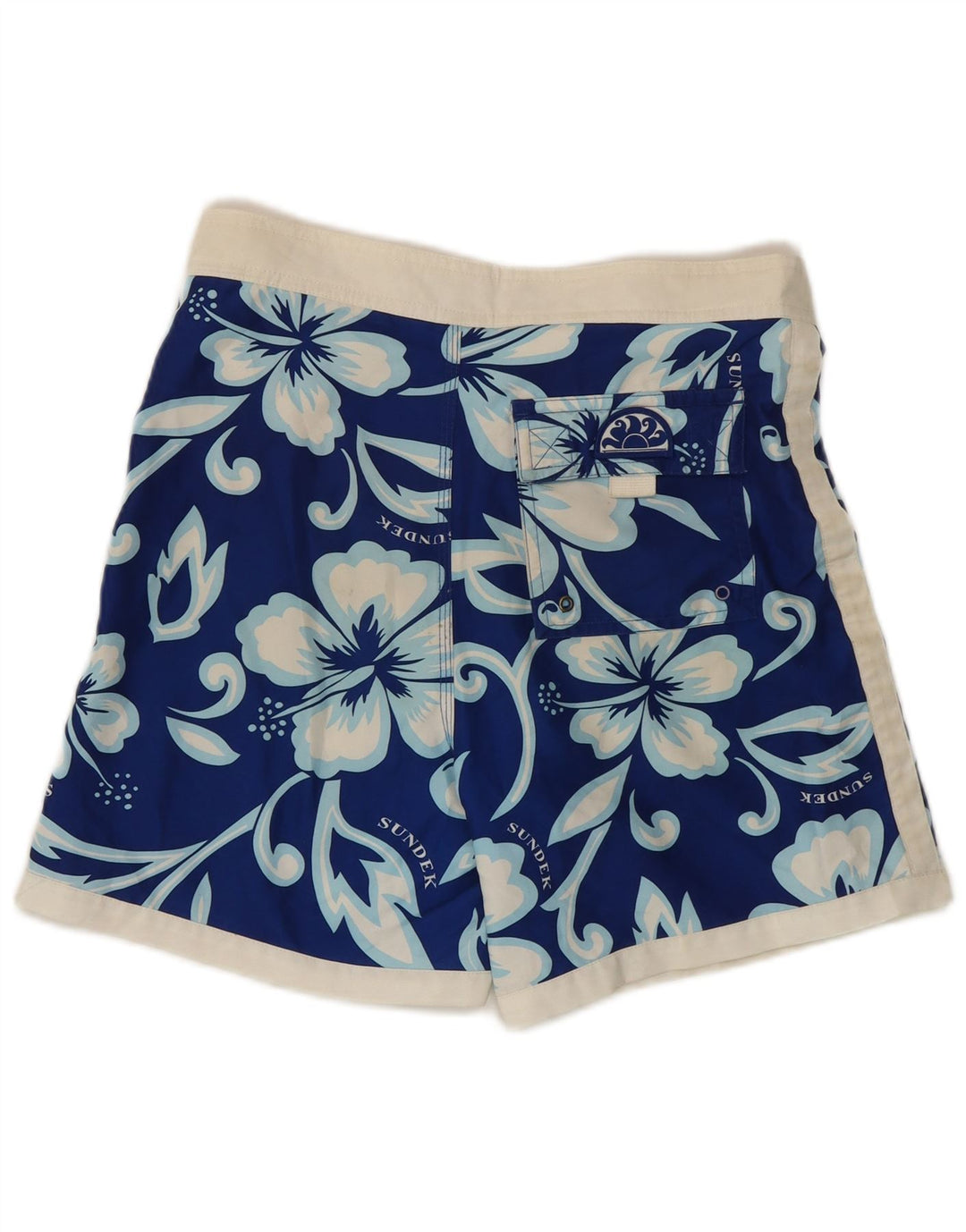 Sundek Herren-Badeshorts, klein, blau, geblümt