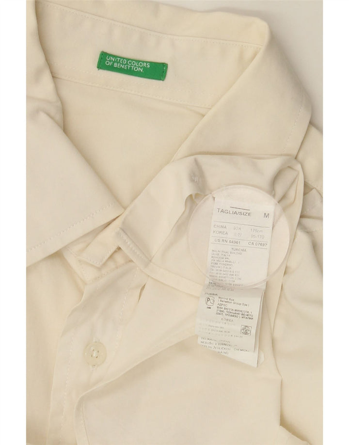 BENETTON Mens Shirt Medium Off White Cotton