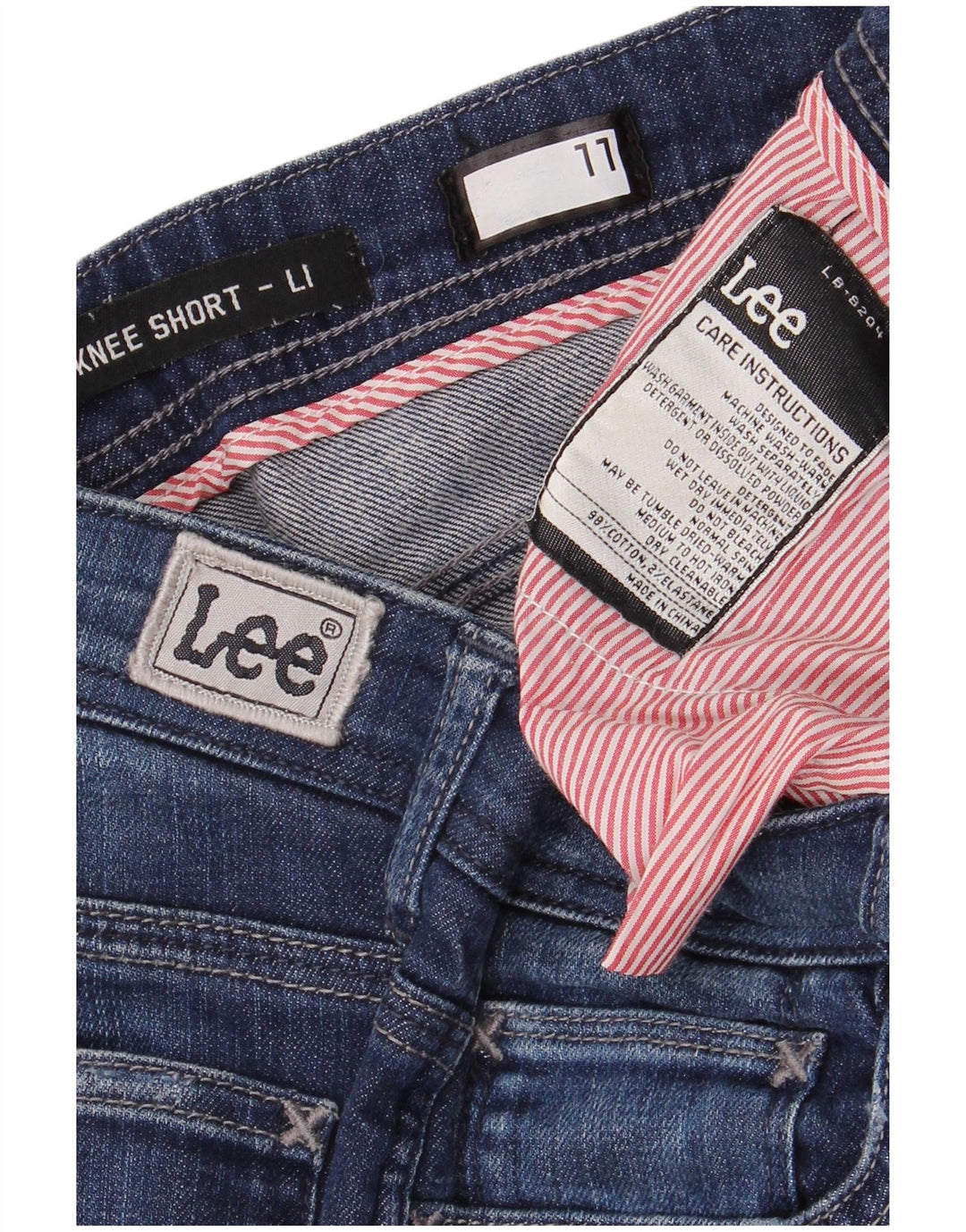 LEE Damen Jeansshorts US 11 Large W30 Blaue Baumwolle