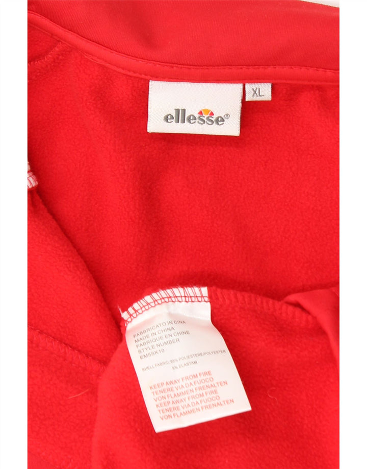 Ellesse Herren-Sweatshirt mit Reißverschluss am Hals, XL, rotes Farbblock-Polyester
