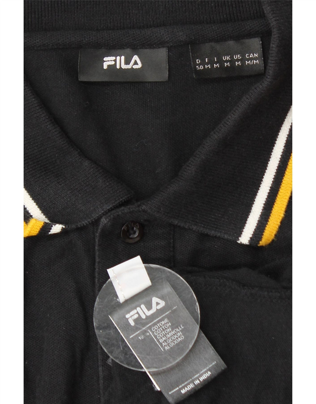 Fila Herren-Langarm-Poloshirt aus mittelschwarzer Baumwolle