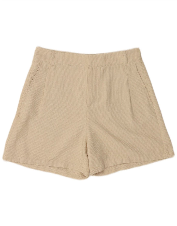 Benetton Damen Cordshorts UK 12 Medium W28 Beige Polyester