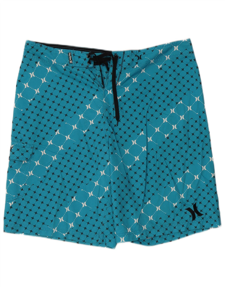 Hurley Herren-Badeshorts XL, blau, geometrisch, Polyester