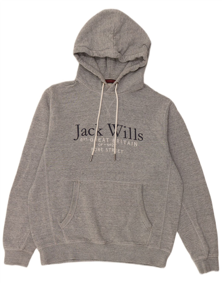 Jack Wills Herren-Kapuzenpullover mit Grafik, mittelgrau gesprenkelte Baumwolle