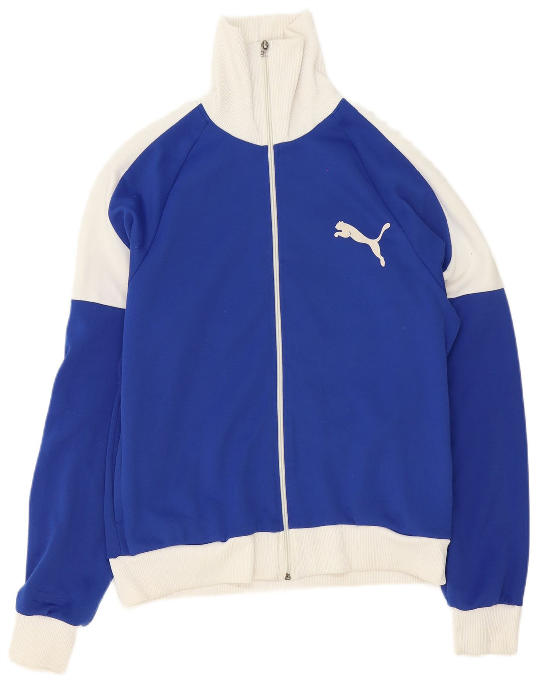 Puma Herren-Trainingsanzugoberteil mit Grafik, Mittelblaues Farbblock-Polyester