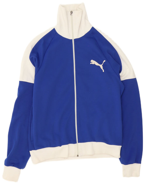 Puma Herren-Trainingsanzugoberteil mit Grafik, Mittelblaues Farbblock-Polyester