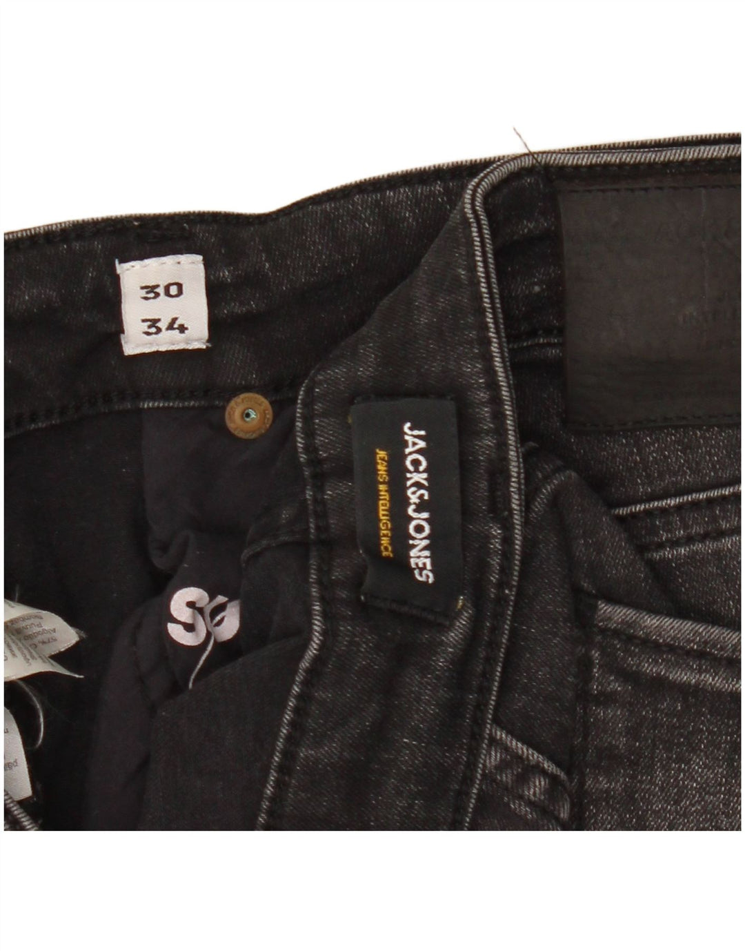Jack & Jones Herren Slim Jeans W30 L34 Schwarze Baumwolle