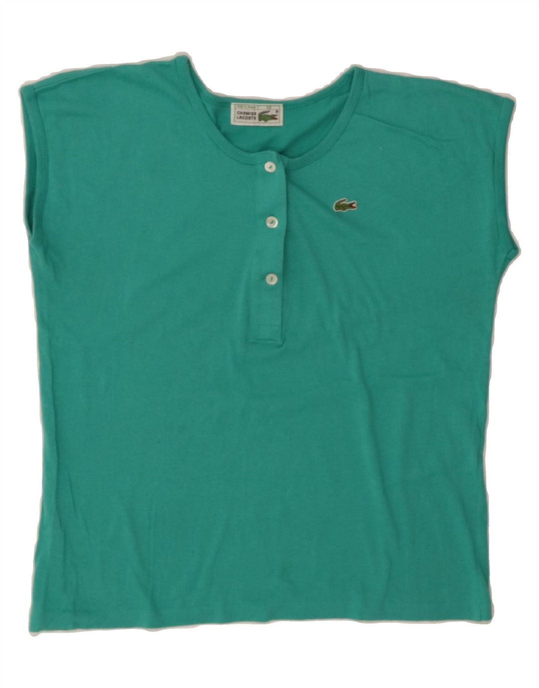 LACOSTE Womens T-Shirt Top Size 40 Medium Turquoise Cotton Vintage Lacoste and Second-Hand Lacoste from Messina Hembry 
